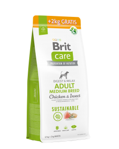 Brit Care Dog Sustainable Adult Medium Breed Chicken & Insect 12kg+2kg