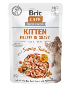 Brit Care Cat Kitten Fillets in Gravy with Savory Salmon Enriched with Sea Buckthorn and Nasturtium