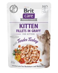 Brit Care Cat Kitten Fillets in Gravy with Tender Turkey Enriched with Sea Buckthorn and Nasturtium